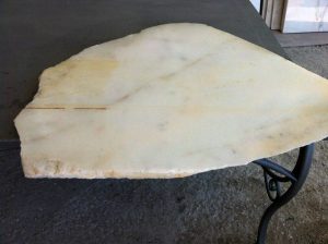 Previously stained marble totally cleaned after treatment