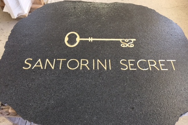 Special designed granite sign for hotel in Santorini
